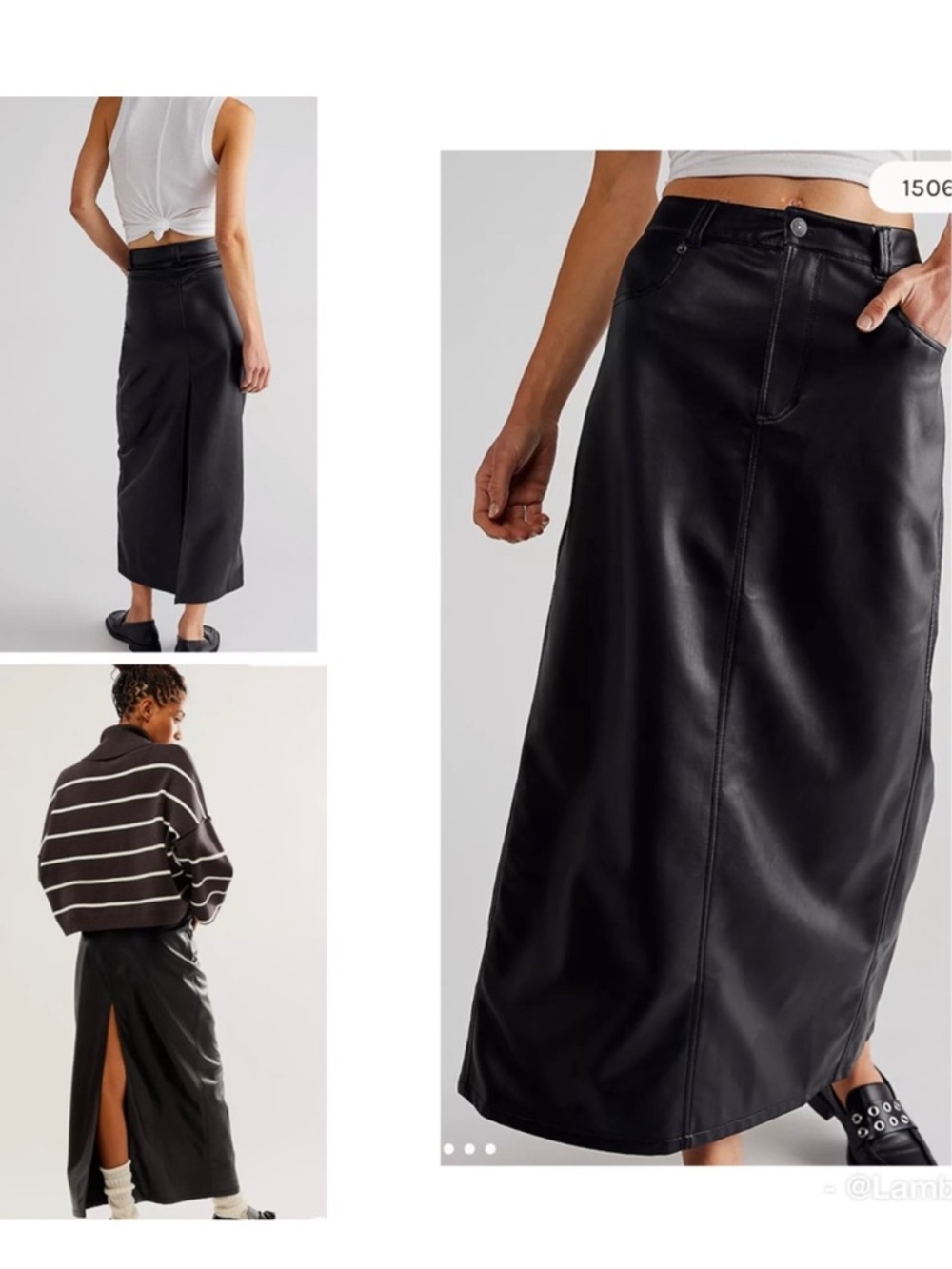 Free People City Slicker Vegan Leather Maxi Skirt